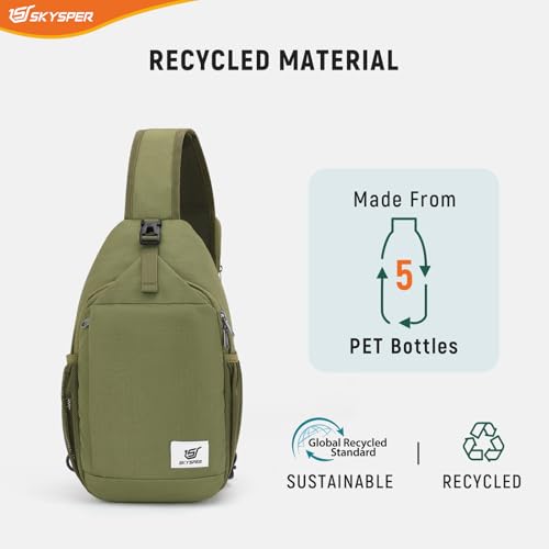 Image of SKYSPER Sling Bag RFID Cross Body Bag Recycled Crossbody Backpack Travel Daypack