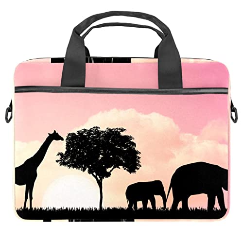 Sac à bandoulière pour ordinateur 13 à 14.5 pouces motif éléphants et girafe