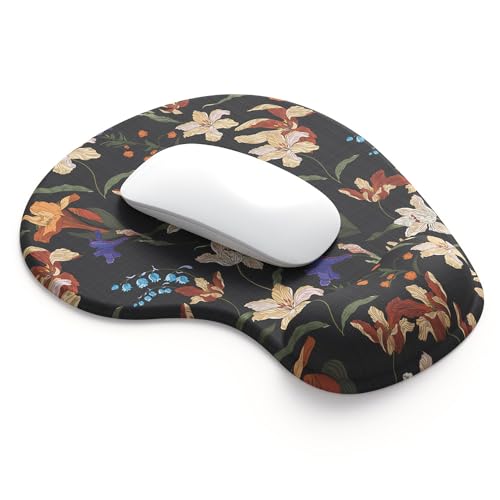 Office Mousepad with Gel Wrist Support - Ergonomic Gaming Desktop Mouse Pad Wrist Rest - Design Gamepad Mat Rubber Base for Laptop Computer -Silicone Non-Slip Special-Textured Surface (14Lily)