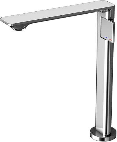 Baño Latón Alto Extra Largo Caño Solo Manija Un Agujero Recipiente Lavabo Lavabo Tazón Mezclador Grifo Lavabo Grifo de tocador Cromo