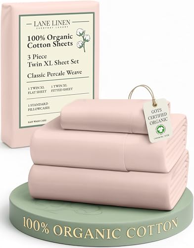 LANE LINEN 100% Organic Cotton Twin XL Bed Sheets Set,