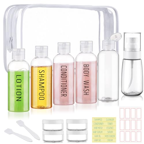 Wowang Travel Bottles for Toiletries 6 Pack 3.4oz TSA Approved Travel Size Containers Leak Proof Shampoo Bottles Squeezable Empty Plastic Toiletry Bottle Small Traveling Essentials(Clear)
