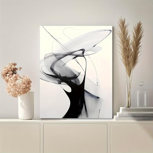 Décoration murale à motif ruban tableau salon moderne toile abstraite fluide cadre 30x40cm