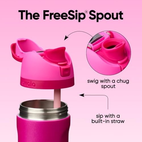 Image of Owala FreeSip Insulated Stainless Steel Water Bottle with Straw, BPA-Free Sports Water Bottle, Great for Travel, 16 Oz, Read My Lips