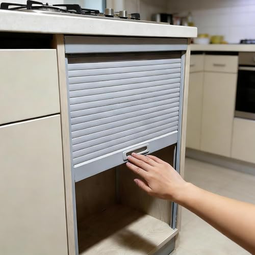 Tambour Door Kit Pantry Cabinet Shutter Door, Small Spaces Roll Up Sliding Pull Down Gate, Retractable ABS Wardrobe Cupboard Door,12x15in(30x38cm)