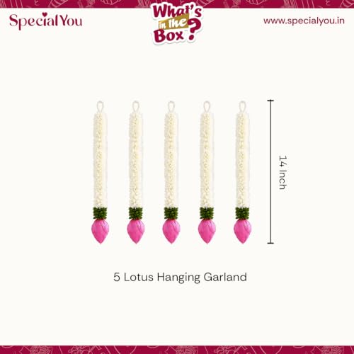 Image of SpecialYou Ganpati Decoration Setup for Home with Lotus Hanging- Pack of 5 Ganesh Decorations Pooja Room Decorations Items, Artificial Flowers for Decor Hanging, Ganpati Decoration Backdrop