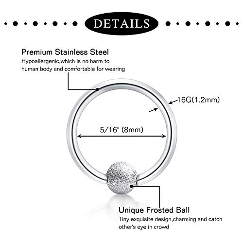 Anicina Rook Curved Barbell Piercing Jewelry Surgical Steel Eyebrow Rings Rook Earrings For Women Horseshoe Rook Eyebrow Septum Piercing Hoop 16G Silver Black #TOP3