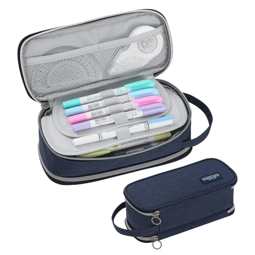Large Pencil Case for Boys Teens Kids School Pencil Bag with Zipper Blue