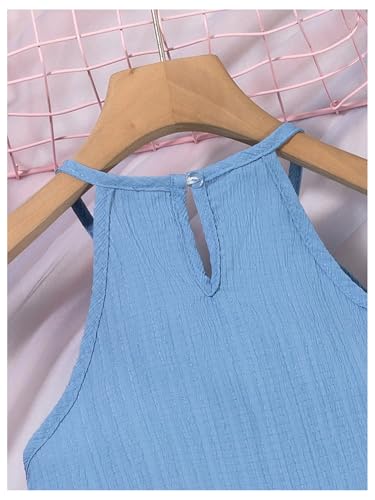 Image of SweatyRocks Girl's 2 Piece Outfits Ruffle Halter Sleeveless Top and Elastic High Waisted Pants Set