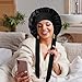 VECIIR Silk Bonnet for Sleeping Women, Ajustable Hair Bonnet for Curly Hair with Tie Band Shower Caps Black，Large