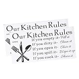 WOONEKY 2pezzi Sticker Murale Cucina Removibile Lettere Decorativi Per Regole Di Cucina Facile Da Applicare Su Superfici Lisce e Piane