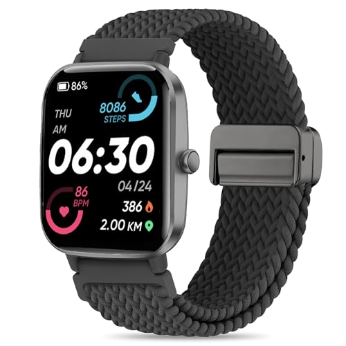 Braided ID208 Plus Elastic Bands Compatible with Fitpolo/Quican/Aeac/Tensky ID208 Plus Smartwatch Bands, 22mm Loop Soft Nylon Straps for Women Men