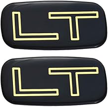 2 Pcs LT Nameplate Emblem Badge Replacement for 99-07 Chevrolet Silverado Suburban Tahoe Chevy GM Gold/Black