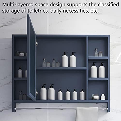 Bathroom Cabinet,Bathroom Storage Cabinet, Separate in The Bathroom Area, Aluminum Mirror with Shelf, Aluminum Bathroom Wall Cabinet,Blue-60 * 70cm