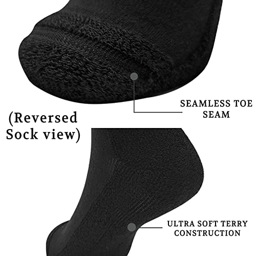 Lin Performance Ankle Diabetic Socks For Women And Men Non-Binding Top Cushion Sole Moisture Wicking, 4 Pairs (9-11, Black) #TOP2