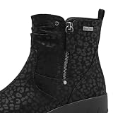 Jana Damskie buty typu Boot Flat Tex + wegańskie modne kozaki, czarne/leo, 40 EU, Black Leo, 40 EU