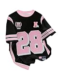 RoseSeek Girl's Jersey Shirts Color Block Number Graphic Tees Short Sleeve Crew Neck Sports T Shirt Pink and...