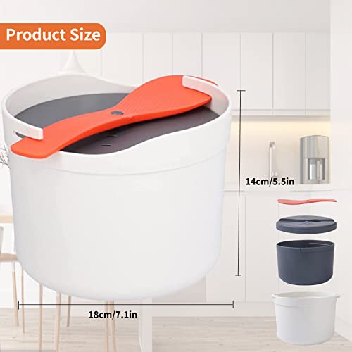 Panela de arroz para micro-ondas, panela de arroz de 2 litros com colher, panela multifuncional de m