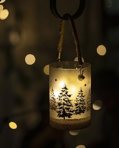 LIVIDUS Hanging Glass Lantern - Whispering Woods – Frosted Borosi...