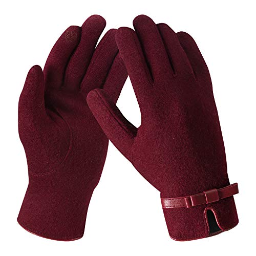 Bequemer Laden Winter Kaschmir Handschuh für Damen Warme Touchscreen Strick Handschuhe mit Bogen Elegant Weich Fleece Winterhandschuhe für Frauen Outdoors