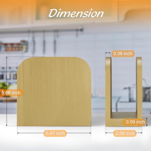Image of ALELION Wooden Napkin Holder for Table, Upright Napkin Holders for Kitchen, Standing Napkin Dispenser for Kitchen Dining Room Party Cocktail Outdoor Use, Gold
