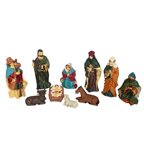 BEST&FREE Belen Navidad Completo con 10 Figuras Belen Navidad 10cm. Portal De Belen o Pesebre para Belenes De Navidad. Completa Tu Portal De Belen con Las Figuritas De Belén.