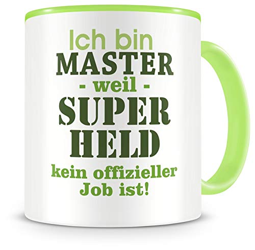 Samunshi® Master Tasse mit Spruch Geschenk für Master Mann Frau Kaffeetasse groß Lustige Tassen zum Geburtstag grün 300ml – Ansicht 1