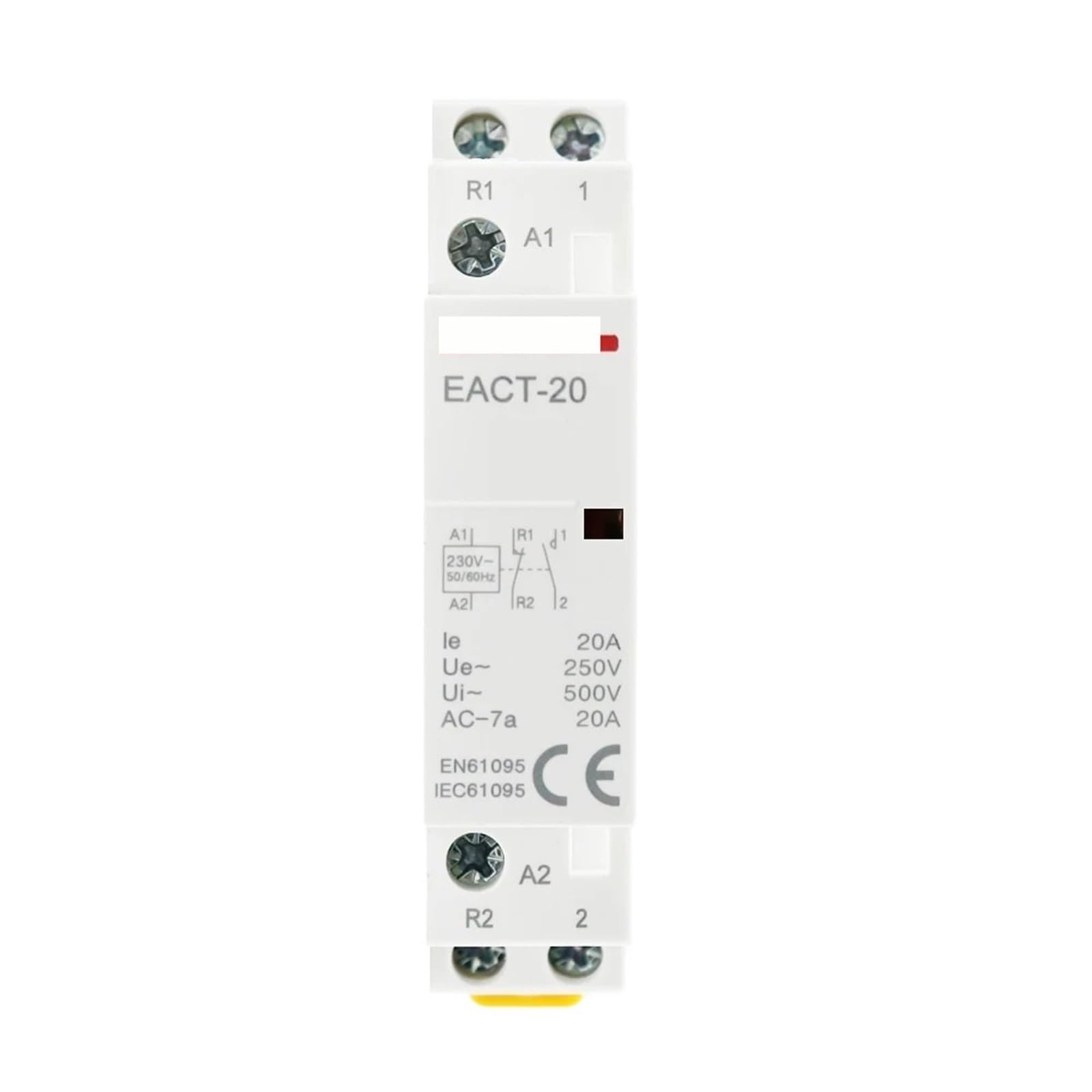 Contactor CA modular doméstico de montaje en riel DIN, CA 220 V, CA 230 V, 2 polos, 16 A, 20 A, 25 A, 2 NC, 2 NA, 1 NA, 1 NC, 50/60 Hz, for casas inteligentes, hoteles.(2P 20A,2NO)