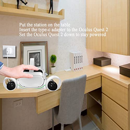Ladestation für Oculus Quest 2, Megadream VR Magnetische Ladedock mit LED Leuchten, mit Controller Ständer für Oculus Quest 2 Zubehör für Desktop-Installation Verwendet Werden, Wandmontage - Image 6