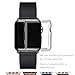 POWER PRIMACY Leather Bands Compatible with Apple Watch Band 38mm 40mm 41mm 42mm-Series 11/10,Genuine Leather Strap Compatible for Women Men iWatch SE Series 11 10 9 8 7 6 5 4 3 2 1(Black/Black)