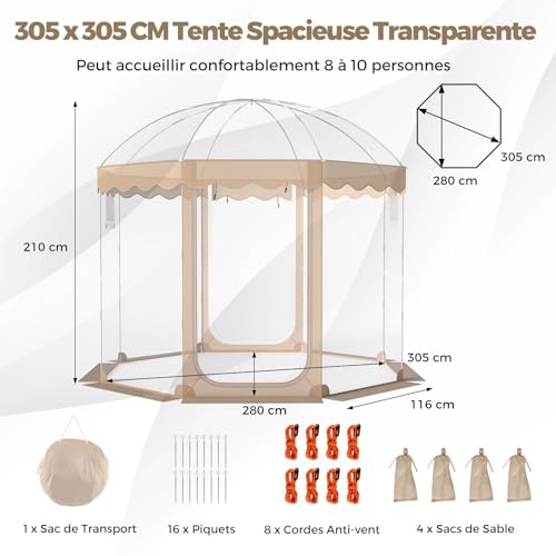 COSTWAY Tente Bulle Transparente Pop-up Imperméable – vue 5