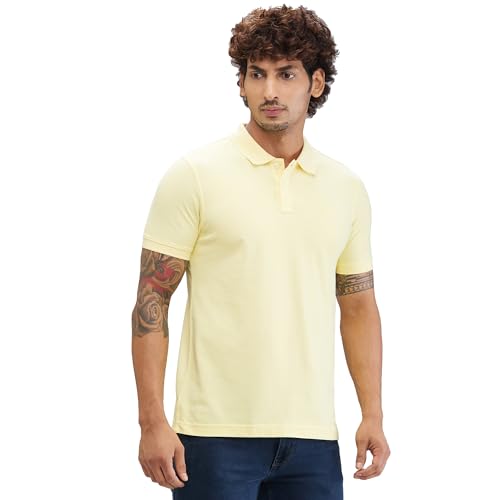 Image of Parx Men Regular Fit Solid Pattern Cotton Polyester Blend Half Sleeve Polo Neck Casual T-Shirt