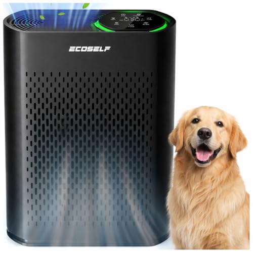 ECOSELF Air Purifier for Large Rooms Up to 2,400 Sq Ft, Air Intake, HEPA Filter with Smart Auto, Black by ECOSELF - Used condition - US$84.46