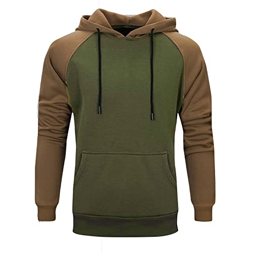Muscularfit Work Shirts for Men 2023 Fashion Casual Drawstring Hoodies Color Block Patchwork Blend Fleece Pullover Sweatshirt Slim Fit Polo t Shirts for Men Green M