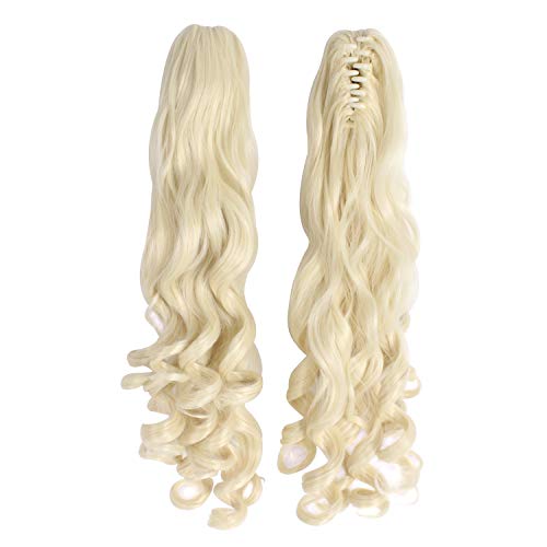 Mapofbeauty Lolita Long Curly Clip On Ponytails Cosplay Wig (Light Blonde) #TOP4