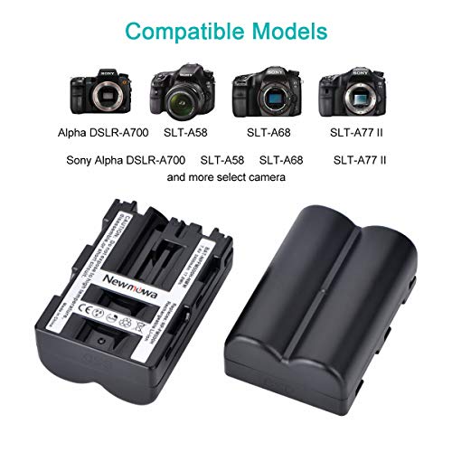 Newmowa Np-Fm500H Replacement Battery (2-Pack) And Charger Kit For Sony Alpha A57 A58 A65 A77 A99 A500 A550 A560 A580 A700 A850 A900 Sony Slt A99 Ii #TOP1