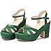 Jiu du Women's Platform Heels Sandals Open Toe Wedge Heels Suede Ankle Strap Chunky Heels Wedding Dressy Party Pumps Green Suede Size US 8.5 CN39