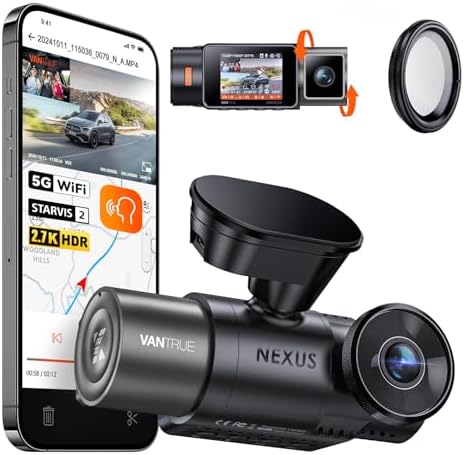 【Paquete: cámara de tablero interior frontal Vantrue N2X + filtro CPL】 Cámara de tablero dual, cámara de cabina infrarroja, STARVIS 2, modo de estacionamiento, GPS, cámara de tablero WiFi para conductores diarios de taxis de viajes compartidos