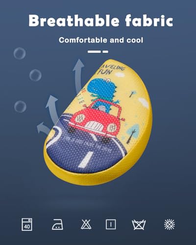 MYMAI Verstellbare Auto-Nackenstütze für Kinder und Erwachsene - kopfstütze auto kinder mit Memory-Schaum für Reisen, 360° drehbare Kopfstütze für auto schlafen, Ergonomisches Reisekissen(Gelb)