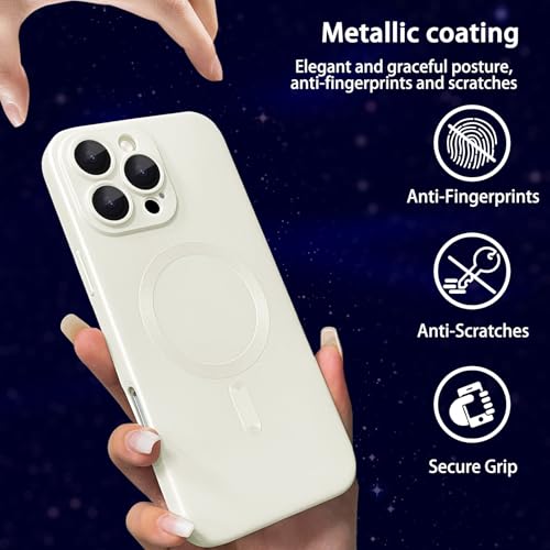 ankofave Magnetic for iPhone 16 Pro Case, with Camera Lens Protector, Compatible with Magnetic, Slim Shockproof Bumper Soft Silicone Metallic Lustre Phone Case for iPhone 16 Pro, White by ankofave - Image 4