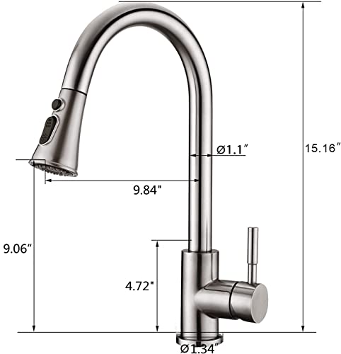 TEKXDD Kitchen Faucet with Pull-Down Sprayer|360° Rotation, 304 Stainless Steel, Suitable for Kitchens, Laundries, etc. by TEKXDD - Used condition - Image 4