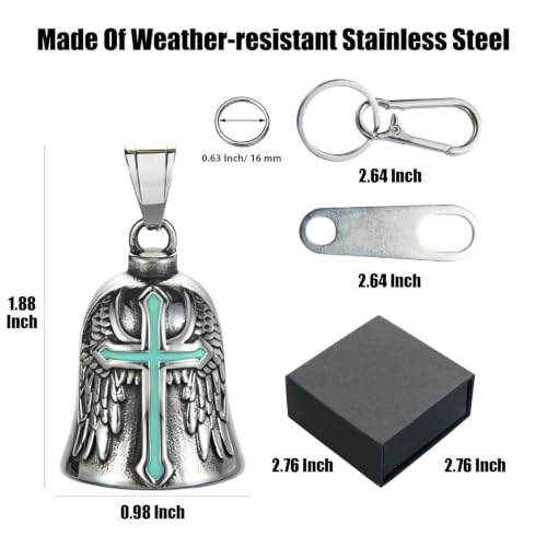 Image of Motorcycle Bell Guardian Angel Charm - Weather-resistant Good Luck Gremlin Bells With Gift Box, Legend Card, Keychain