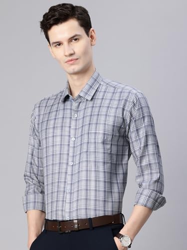 Image of Majestic Man Men's Pure Cotton Slim Fit Checkred Full Sleeve Classic Collar Everyday Formal Shirt