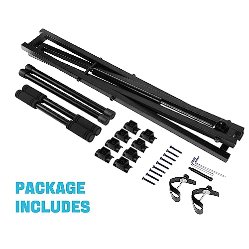 GUITTO Keyboard Piano Stand Gas Spring One-button Easy and Smooth Lifting Function Heavy Duty X Style Adjustable and Portable Music Keyboard Stand with Locking Straps with Skid-proof Pads GKS-02