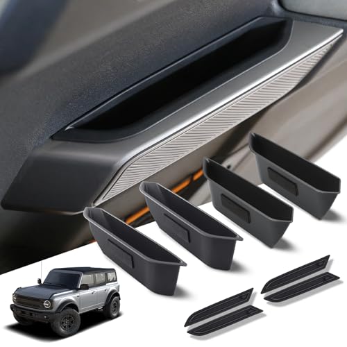1797 4 Door Handle Storage Box fit for Ford Bronco 2021 2022 2023 2024 2025 Accessories Car Pocket Organizer Black 4pcs/Set