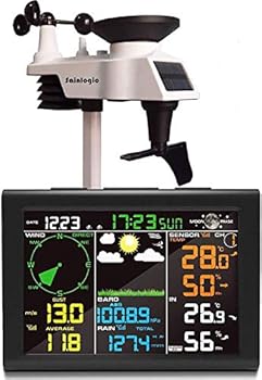 Estación meteorológica inalámbrica Sainlogic con sensor para exteriores, estación meteorológica 8 en 1 con pronóstico del tiempo, temperatura, presión del aire, humedad, anemómetro, pluviómetro: 【MEDICIONES】: Temperatura y humedad interior y exterior, velocidad y dirección del viento, valor mínimo / máximo del medidor de lluvia. Según la presión del aire, la fase lunar, la alarma, la estación meteorológica puede registrar la sensación térmic...