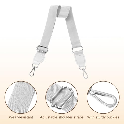 Image of uxcell Wide Shoulder Strap, 3.8cm Adjustable Purse Strap Replacement Crossbody Strap for Shoulder Bag Handbag, Silver, Silver Square Mouth Buckle