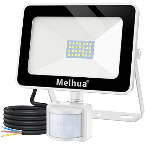 MEIHUA Motion Sensor Outdoor Security Light, LED Floodlight 25W 2100 Lumen Super Bright PIR Flood Light IP66 Waterproof Outdoor Wall Light Perfect for Courtyard, Porch, Garage 6500K Daylight Cover