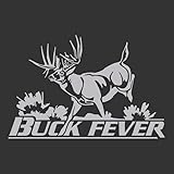 Whitetail Buck Fever Decal - Whitetail Deer Hunting Sticker - Hunters Image (Silver)