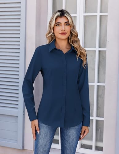 Image of Zeagoo Women's Wrinkle Free Button Down Shirts Long Sleeve Dress Shirts Collared Business Casual Blouses Tops XS-3XL